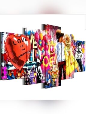 Banksy 5 Pc. Canvas Graffiti Wall Art Prints NWT